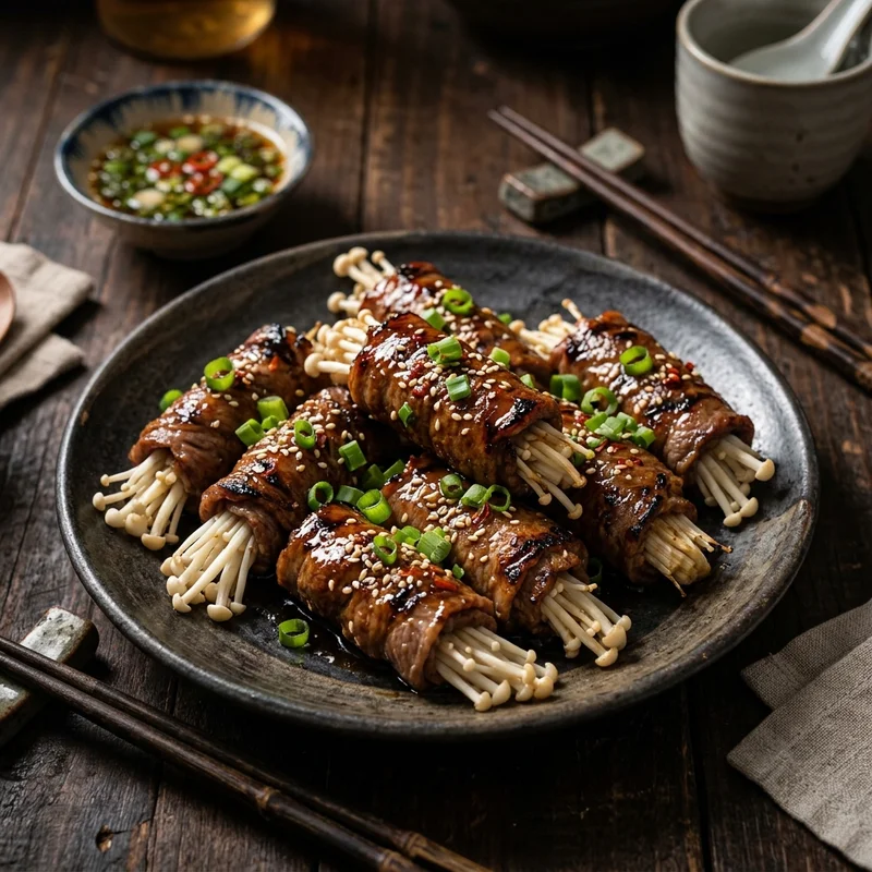 Bò cuốn nấm kim châm