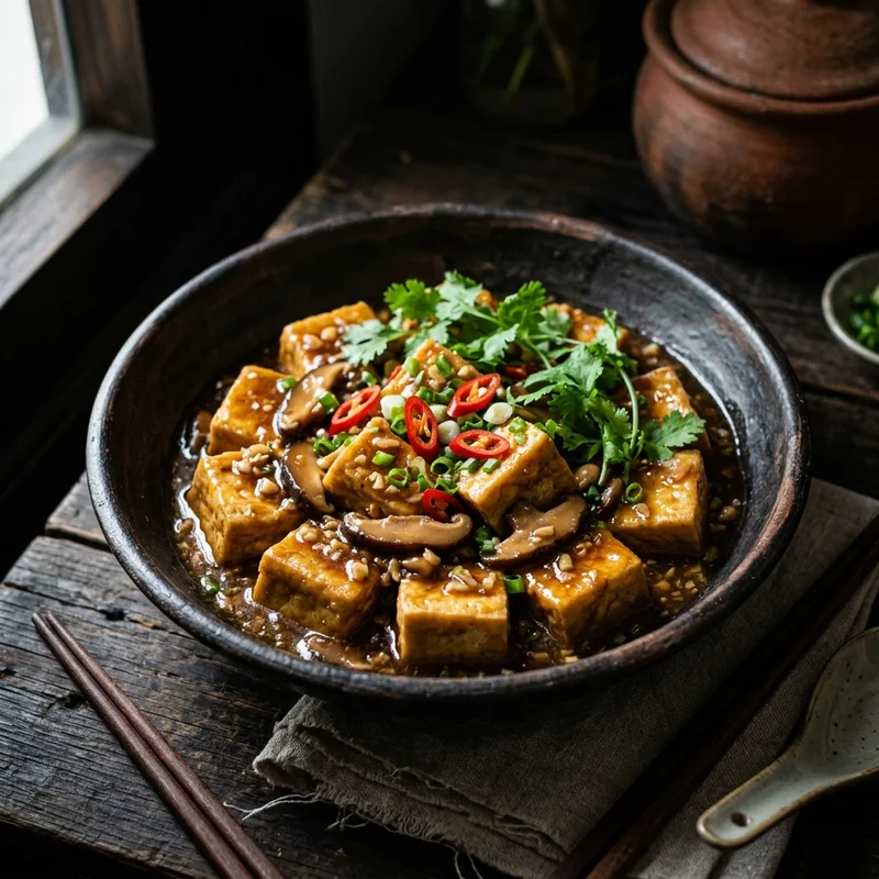 Đậu hũ sốt nấm đông cô