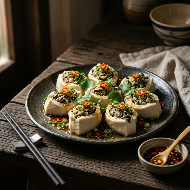 Đậu phụ nhồi nấm hấp