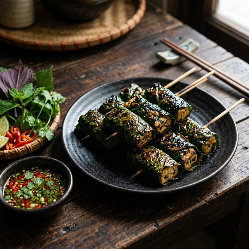 Đậu phụ nướng lá lốt