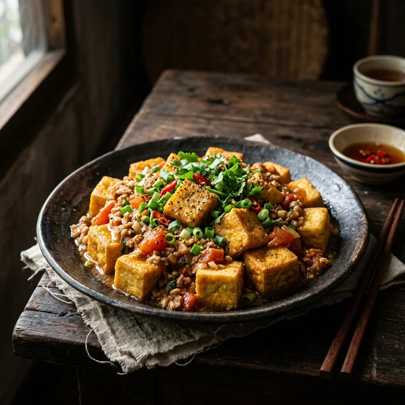 Đậu phụ sốt thịt băm