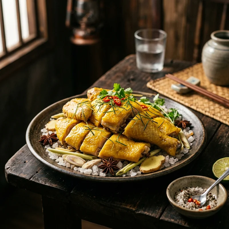 Gà hấp muối sả