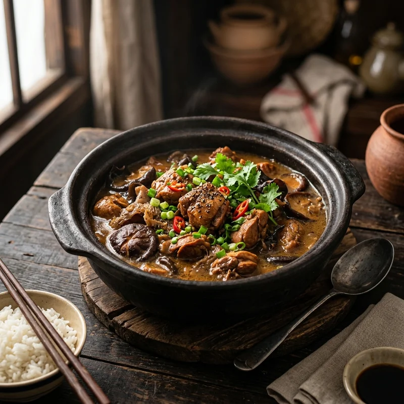 Gà om nấm