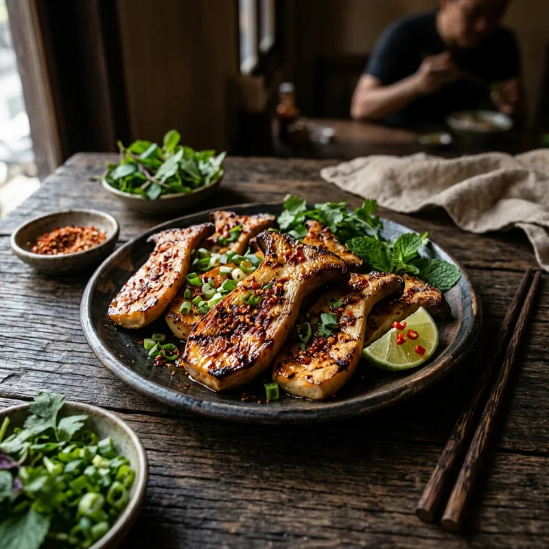 Nấm đùi gà nướng muối ớt
