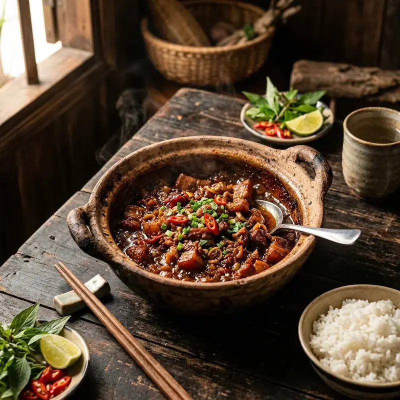 Thịt chưng mắm tép
