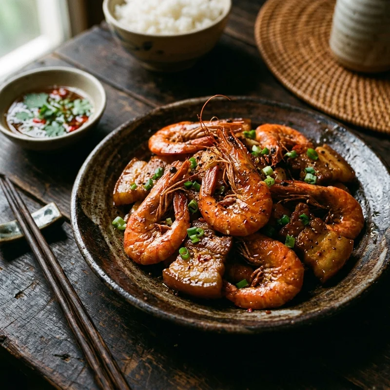 Tôm rang thịt ba chỉ