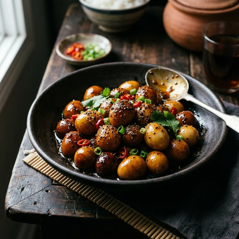 Trứng cút kho tiêu